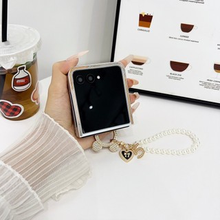 Vòng tay ngọc trai Hàn Quốc Kim cương giả Vỏ da Mickey cho Motorola Razr 50 Ultra 50Ultra Razr 60 50 5G Giá đỡ vòng bảo vệ toàn diện