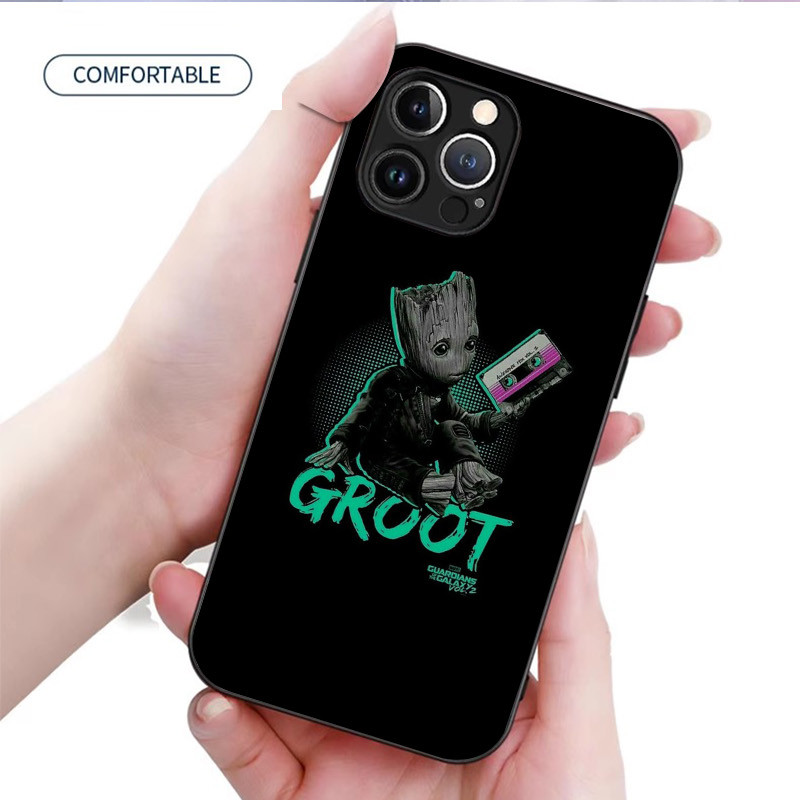 Ốp điện thoại kính cường lực Guardians of the Galaxy groot 02 cho IPhone 16 15 14 13 12 11 Pro XS Max Plus Mini X XR 8 7 6s SE2 / 3