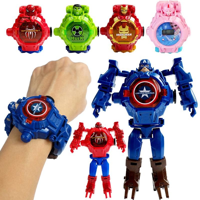 Thời Trang Trẻ Em 3D Chiếu Đồng Hồ Robot Biến Dạng Đồng Hồ Đồ Chơi Điện Tử Hoạt Hình Đồng Hồ Cho Bé Trai Bé Gái