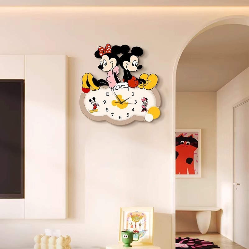 Hoạt Hình Hoạt Hình Mickey Đồng Hồ Treo Tường Phòng Khách Tivi Nền Đồng Hồ Treo Tường Tắt Tiếng Không Đục Lỗ Đồng Hồ Treo Tường Nhà Hàng Đồng Hồ Treo Tường 6.2 GDSZ