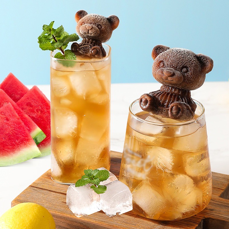 3D Gấu Bông Dễ Thương DIY Drink Juice Ice Cream Mold - Khuôn Làm Đá Silicon Thực Tế Gia Đình Có Thể Tái Sử Dụng