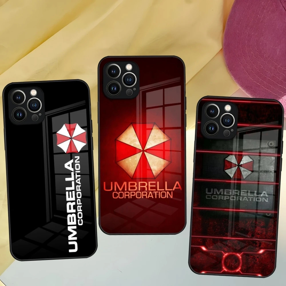 BK-1 Umbrella Corporation Ốp Điện Thoại Iphone 16 17,15 14 12 11 13 Pro Max Mini 8 X Xr Xs Puls Vỏ Kính Đen