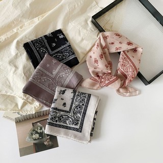 Mùa Hè 2025 Mới Cotton Thoáng Khí Nhỏ Khăn Lụa Vuông Khăn Cổ Nữ Dây Buộc Cổ Tích Băng Đô Quấn Tóc Đa Năng Trang Trí Thời Trang Ấm Cổ Chống Nắng