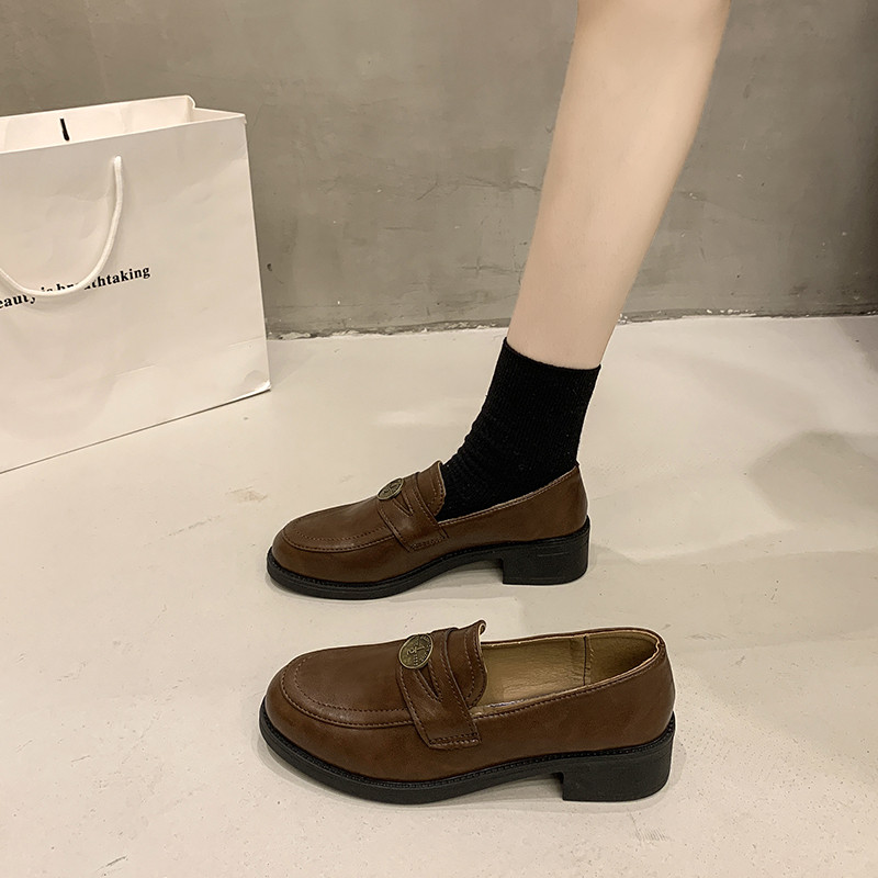 Atikota Nữ Đơn Giản Thường Ngày Đế Mềm Thoải Mái Mũi Tròn Retro Giày Ngoài Trời