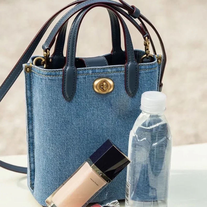 2025 Đi Chơi Rửa Denim Xanh Túi Xách Mini Tote Túi Món Ăn Bên Màu Xanh Pháp Khoai Tây Chiên Túi Túi Messenger