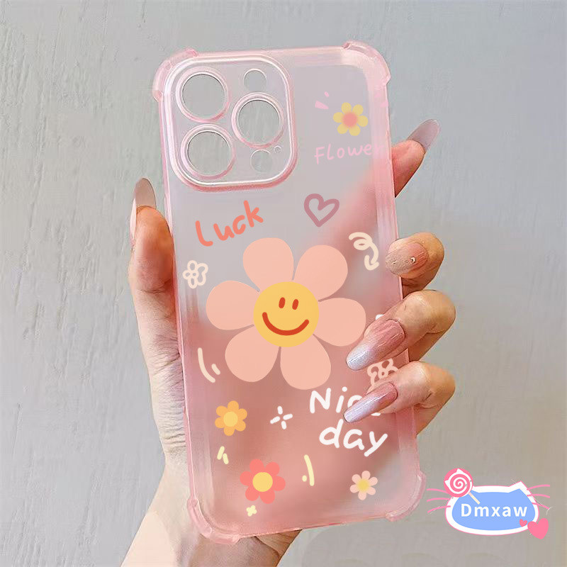 SmilePink Flower Matte Casing Cho Vivo iQOO 13 12 Pro Neo 10 9S 8 7 SE Pro Z9 Turbo Lite Z9X 5G 4G Vỏ Vui Nhộn Dễ Thương May Mắn Ice Mist Vỏ Điện Thoại Chống Sốc Mềm