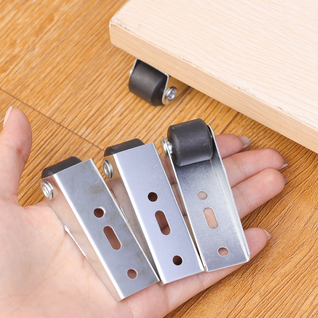 Bánh xe trượt nội thất không ồn có con lăn Nylon, Bộ ròng rọc chống trầy xước cho sàn gỗ, Đường ray bằng thép mạ kẽm để di chuyển tủ / cửa (4-12 bộ)