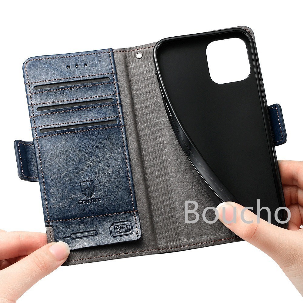 Dành Cho iPhone 13 12 11 Pro XS Max X 8 7 Plus Sang Trọng Nổi Lưới Cổ Điển Ví Da Flip Cover Shatterproof Nam Điện Thoại