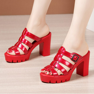 Dép Nữ Thiết Kế Sang Trọng, Gót Vuông 9cm, Đế PU Nhẹ, Quai Phối Khoá Thời Trang Cao Cấp – Mã CG815
