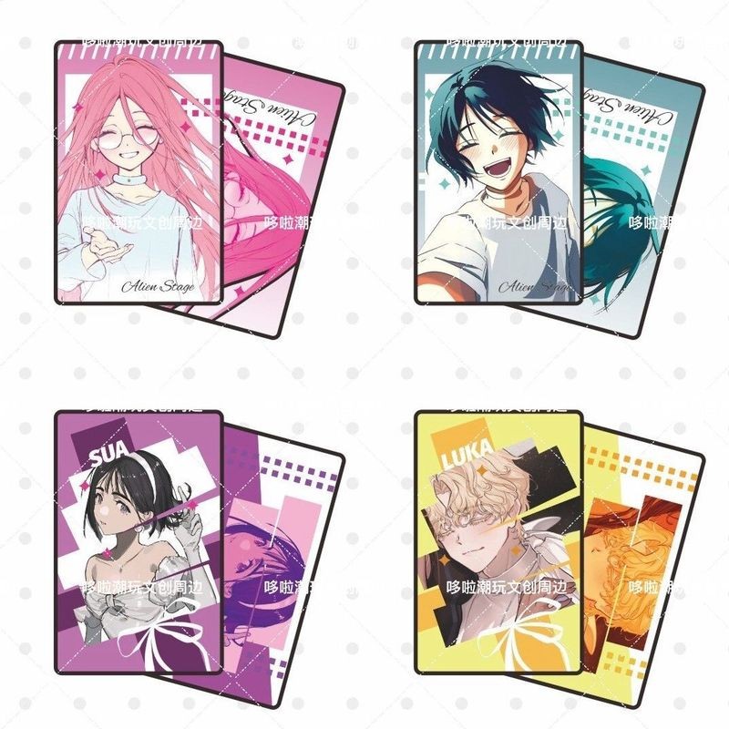 Alien Stage Blind Box Card Thẻ hộp mù giai đoạn ngoài hành tinh 24 gói mỗi hộp, Thẻ Anime sưu tập hai mặt (8,5 × 5,4 cm)