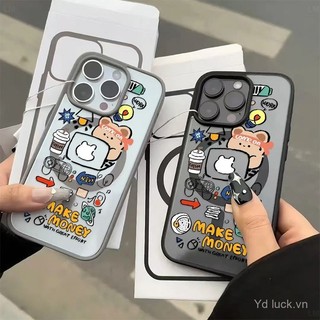 Ốp điện thoại từ tính hình gấu, phong cách sáng tạo, tương thích với iPhone 15 Pro, 16 Plus, 13 Pro Max, 12, 14 Pro Max, 11 Pro, 16, 15, 14, 12 Pro Max, 13, chống sốc