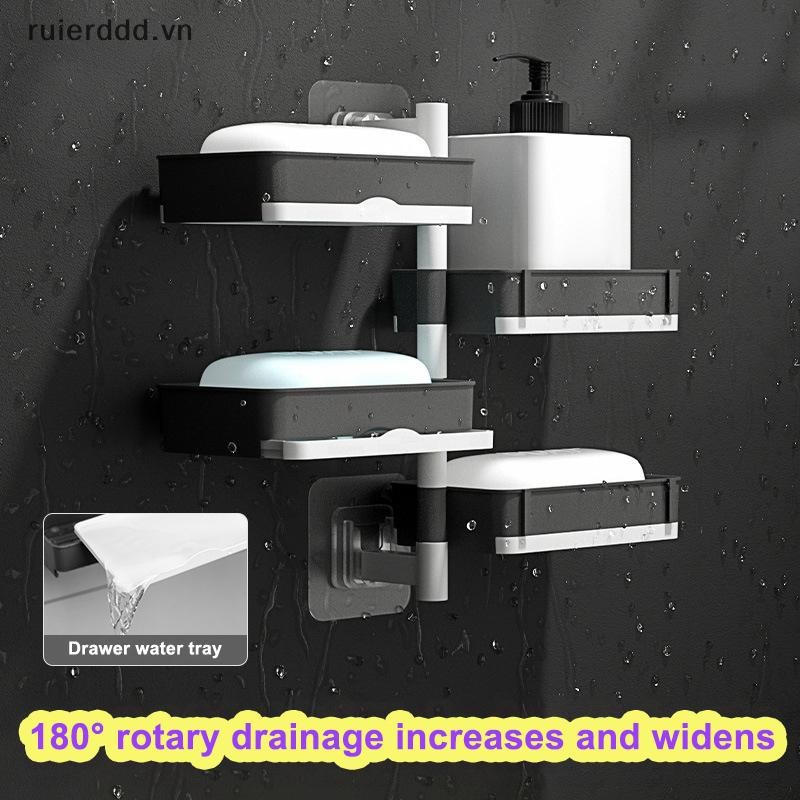 # ruierdd # Đĩa đựng xà phòng cốc hút nhiều lớp có nước thoát nước Hộp đựng xà phòng phòng phòng tắm tiết kiệm không gian di động để đựng hộp đựng bát đĩa.