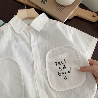 Áo sơ mi ngắn tay cotton mùa hè cho bé trai, áo polo mỏng thời trang cho trẻ nhỏ và bé trai, áo thun trắng