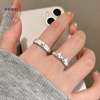 YOWEI Thời Trang Có Thể Điều Chỉnh Mở Đầu Chó Cặp Đôi Nhẫn Dành Cho Nữ Đa Năng Dễ Thương Chồng Lên Nhau Đeo Nhẫn Phụ Kiện Trang Sức Quà Tặng VN