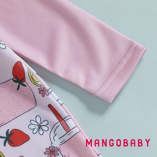 MG-Kids Girl Rash Guard Đồ bơi Đồ uống / Đồ bơi dài tay in kem và mũ cho trẻ mới biết đi Bộ đồ tắm đi biển