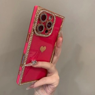 Ốp điện thoại di động mạ kim cương vuông mạ cao cấp cho iPhone16 Pro Max 15 14 13 Pro Max bảo vệ camera chống sốc chống rơi mặt sau mềm