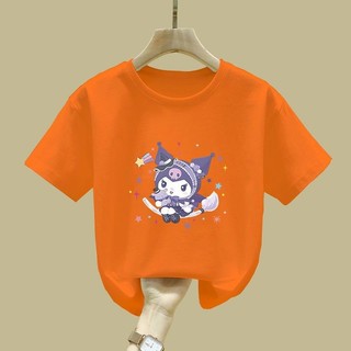 2025 Kuromi Bé Gái Tee Mùa Hè Áo Thun Tay Ngắn Dễ Thương Rời Phù Hợp Với Hoạt Hình Trẻ Em Top