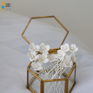 Phụ Nữ Cưới Hình Chữ U Kẹp Tóc Nữ Thanh Lịch Kẹp Tóc Với Gốm Hoa Trang Trí Cho Công Chúa Dự Tiệc Ủng Hộ Phụ Kiện