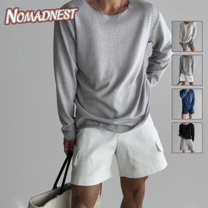 NOMADNEST Áo thun nam dài tay chống nắng thoáng khí - Thời trang cổ tròn đeo vai thường ngày