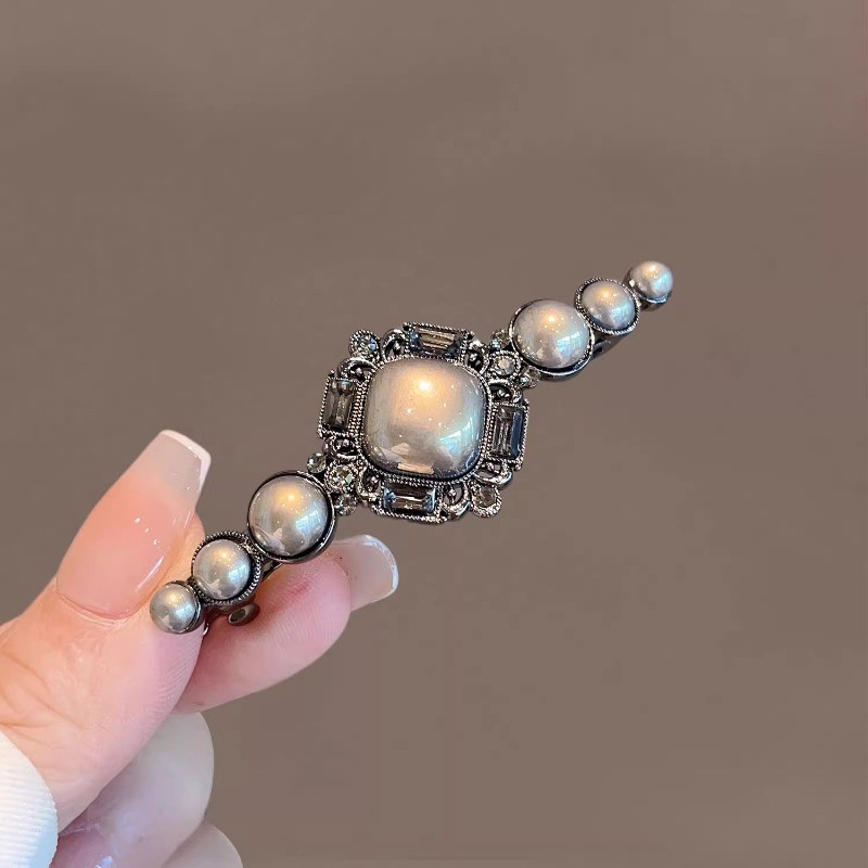 MAUROPOLI Kẹp tóc phong cách cung điện cổ điển cao cấp, kẹp nửa đầu phẳng, kẹp ngang trên cùng
