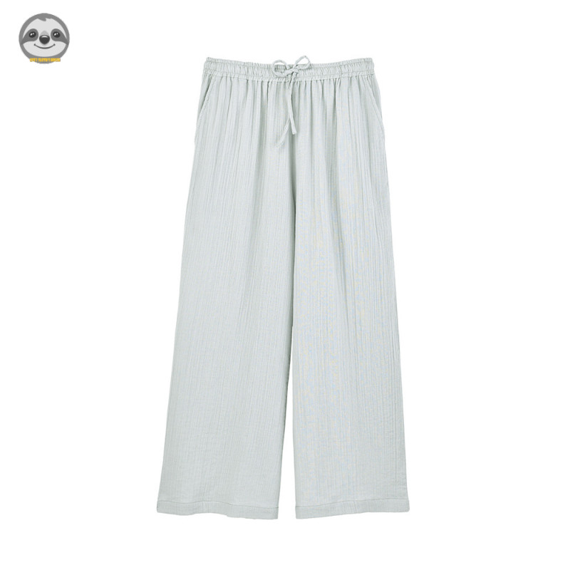 Phong Cách Nhật Bản Phong Cách Muji / Yangliu Gạc Nhà Quần Dài Cardigan Dài / Mùa Hè Chống Dính Pyjama Quần Nhà Cardigan