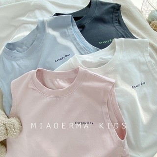 Áo ba lỗ không tay trẻ em cotton mùa hè cho bé trai bé gái in họa tiết chữ