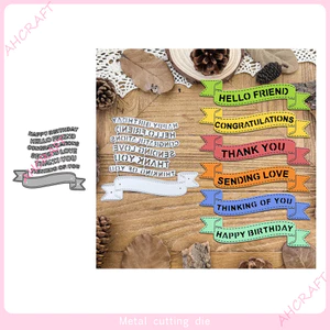 Biểu ngữ Kết Hợp Kim Loại Cắt Thép Carbon Chết Dập Nổi Khuôn DIY Sổ Lưu Niệm Album Ảnh Thiệp Chúc Mừng Giấy Thủ Công Khắc Cắt Bản Mẫu