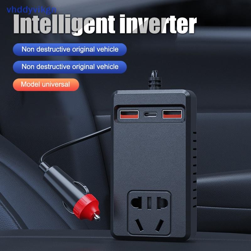 VHDD Universal 150W Biến tần ô tô 12V / 24V sang 110V / 220V Bộ chuyển đổi nguồn tự động USB Type C Sạc biến tần ô tô cho VN