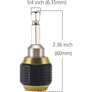 Giá đỡ mũi khoan phát hành nhanh 60mm Thanh nối dài tự khóa với chuôi lục giác 1/4 Inch Bộ chuyển đổi mũi tuốc nơ vít cho máy khoan điện hoặc dụng cụ cầm tay thép không gỉ từ tính đa năng