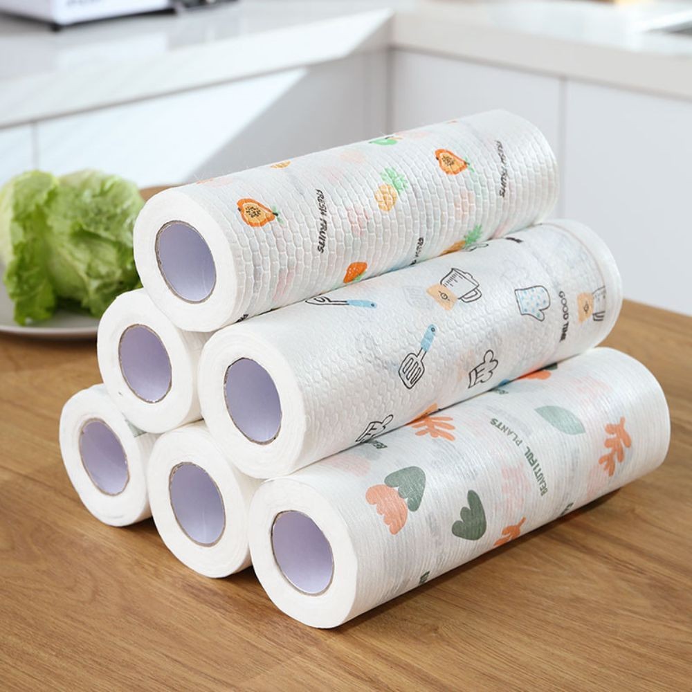 Cuộn Khăn Giấy Vải Lau Đa Năng 200 Tờ, Khăn Lau Bếp, Lau Chén Bát, Có Thể Tái Sử Dụng, Siêu Thấm Hút