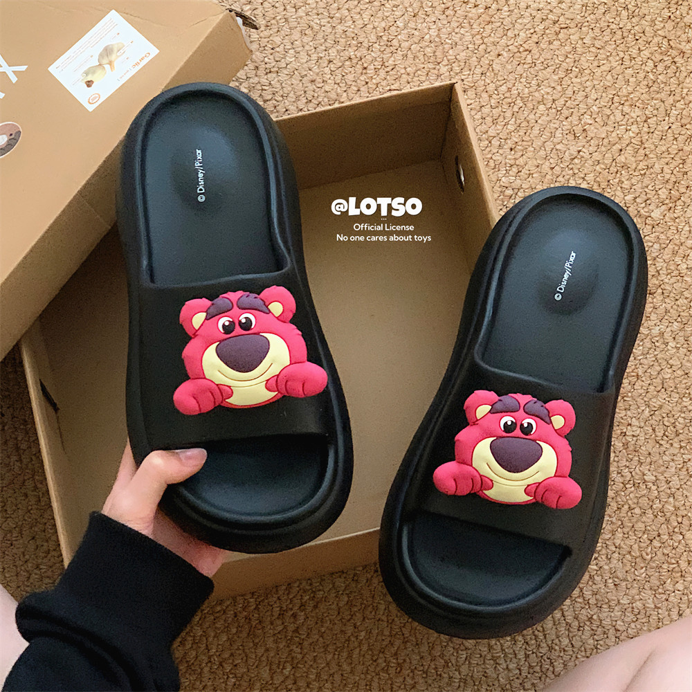 XIXITIAO Giày Sandal Gấu Dâu Dễ Thương Dép Mùa Hè Đế Dày Tăng Chiều Cao Dép Nữ Thông Thường