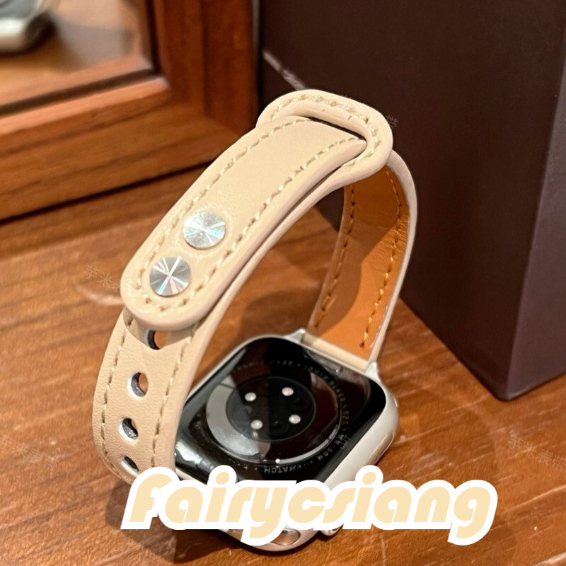 Dây Da Mỏng Cho Apple Watch 44 40 41 49mm 42 45 Mm Cổ Tay Nữ Vòng Tay IWatch Series 10 9 8 7 6 5 4 3 SE Ultra 2