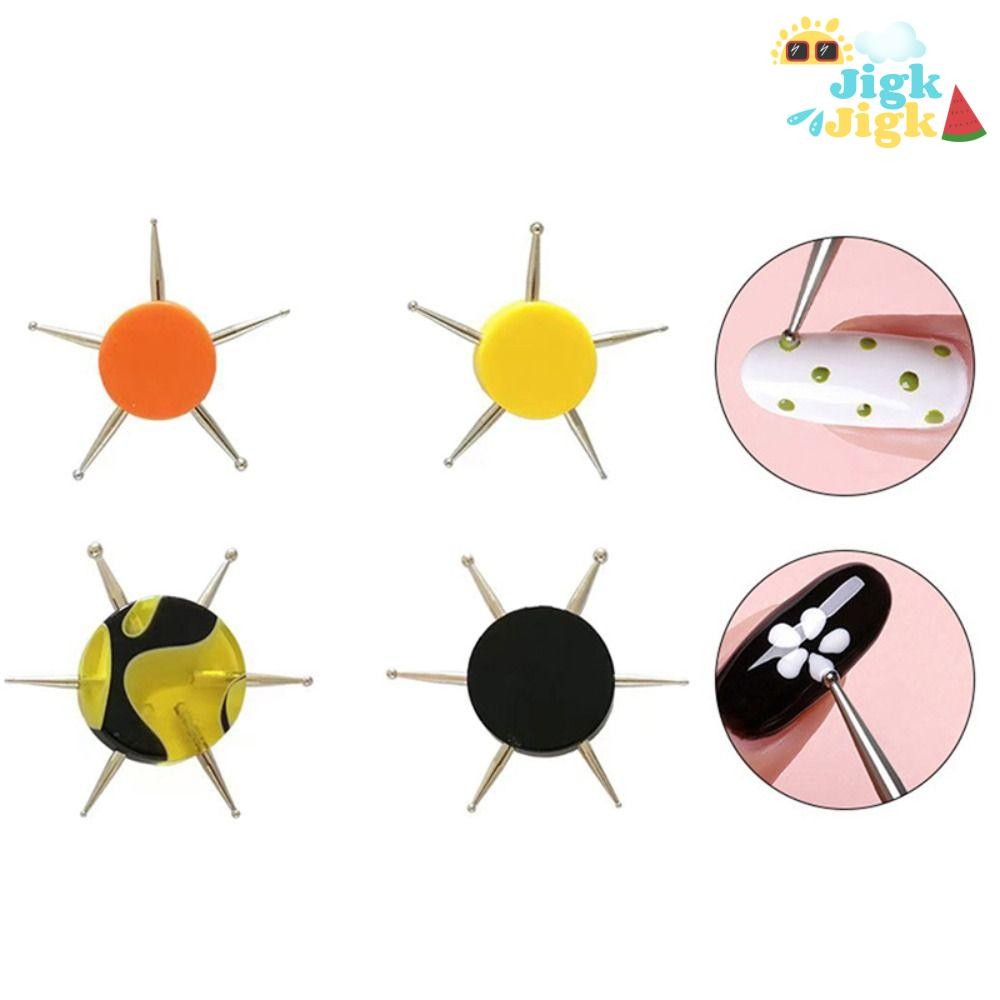 JIGK Nail Art Chấm Dụng Cụ Đĩa 6 Đầu Nail Point Khoan Bút Chấm Tranh
