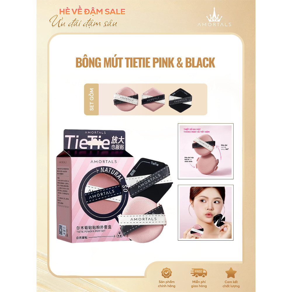 Bộ 3 Bông Mút Tán Kem Nền Amortals Black Pink Chính Hãng – Tán Nền Mịn, Bám Da Cực Tốt | BigBuy360 - bigbuy360.vn