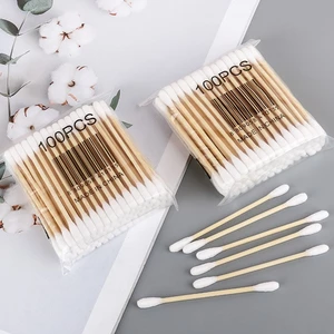 Bông Tai Chọn Trang Điểm Bằng Gỗ Swabs Bông Tai Chọn Đa Năng Hai Đầu Bông Làm Sạch Dùng Một Lần Bông Swabs Cotton