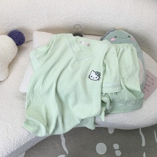 Bộ Đồ Ngủ Nữ Mây Cotton Xuân Hè Quần Short Tay Ngắn Cardigan Phong Cách Hàn Quốc Rời Sống Nổ Hoạt Hình Ngọt Ngào Quần Áo Nhà