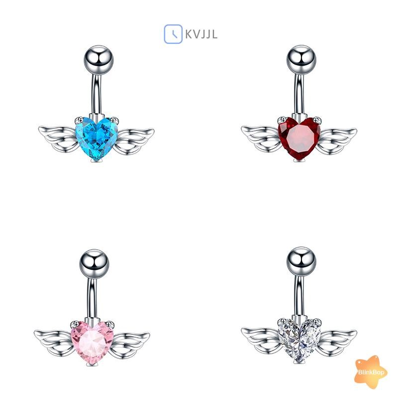 [KvJJL-t] Nhẫn Rốn Inox Cho Nữ Flash Kim Cương Giả Bikini Bụng Nút Móng Tay Trang Trí Cơ Thể Piercings Trang Sức Mới