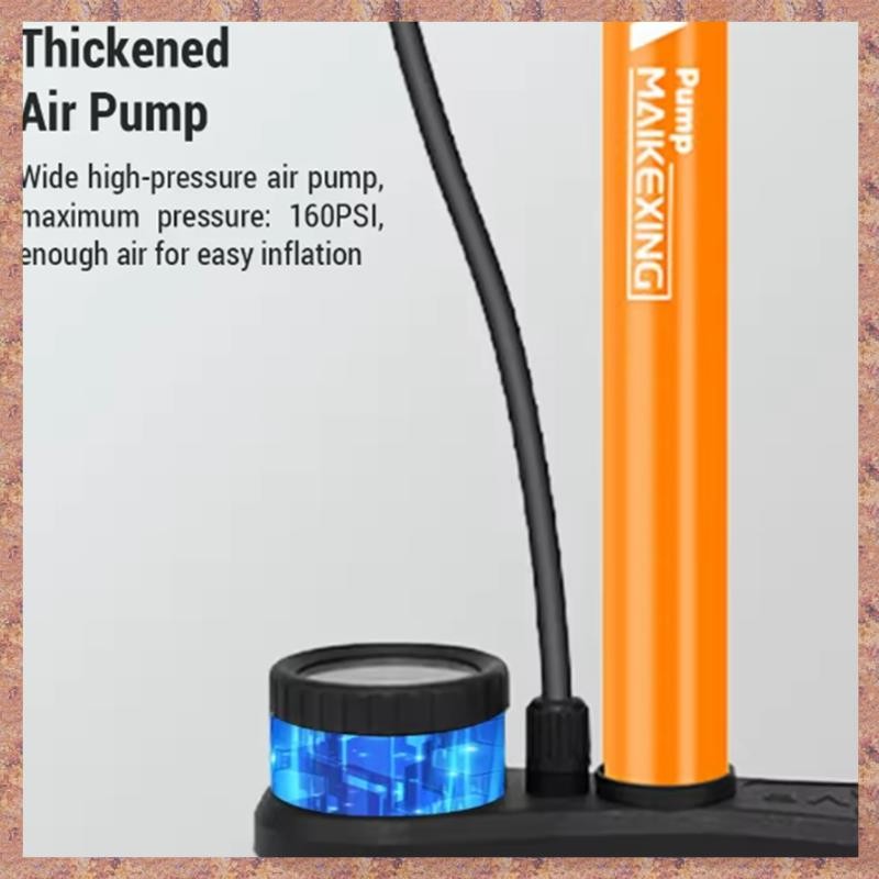 Máy bơm xe đạp đa chức năng có đồng hồ đo Máy bơm hơi áp suất cao 160PSI cho xe đạp và ô tô Bao gồm vòi phun 3 trong 1 (R F C V)