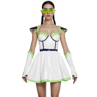 Nữ Gợi Cảm Không Gian Cadet Trang Phục Người Lớn Tương Lai Người Ngoài Hành Tinh Halloween Trang Phục Nữ Đảng Sân Khấu Thể Hiện Không Gian Robot Cosplay Đầm
