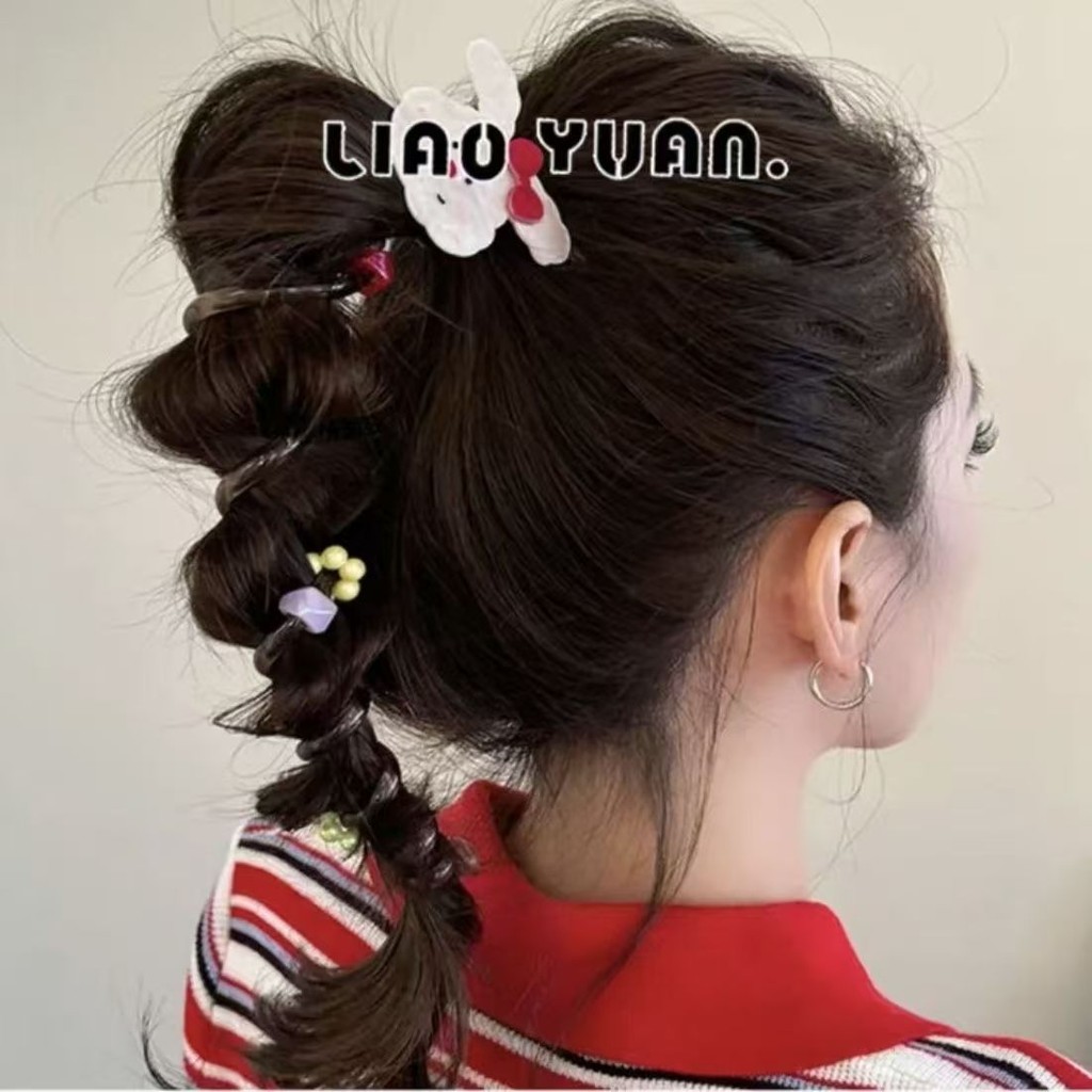[hướng dương] Băng đô cuộn dây điện thoại bện bong bóng chấm bi tình yêu Animal Party Băng đô dễ thương