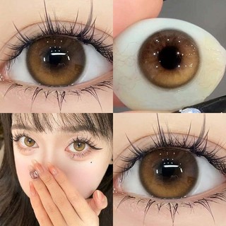 YI TONG NIAN {Spot} Ống kính tiếp xúc màu sắc tươi tắn Đường kính lớn 14,5mm Trang điểm mắt Ống kính tiếp xúc màu nâu