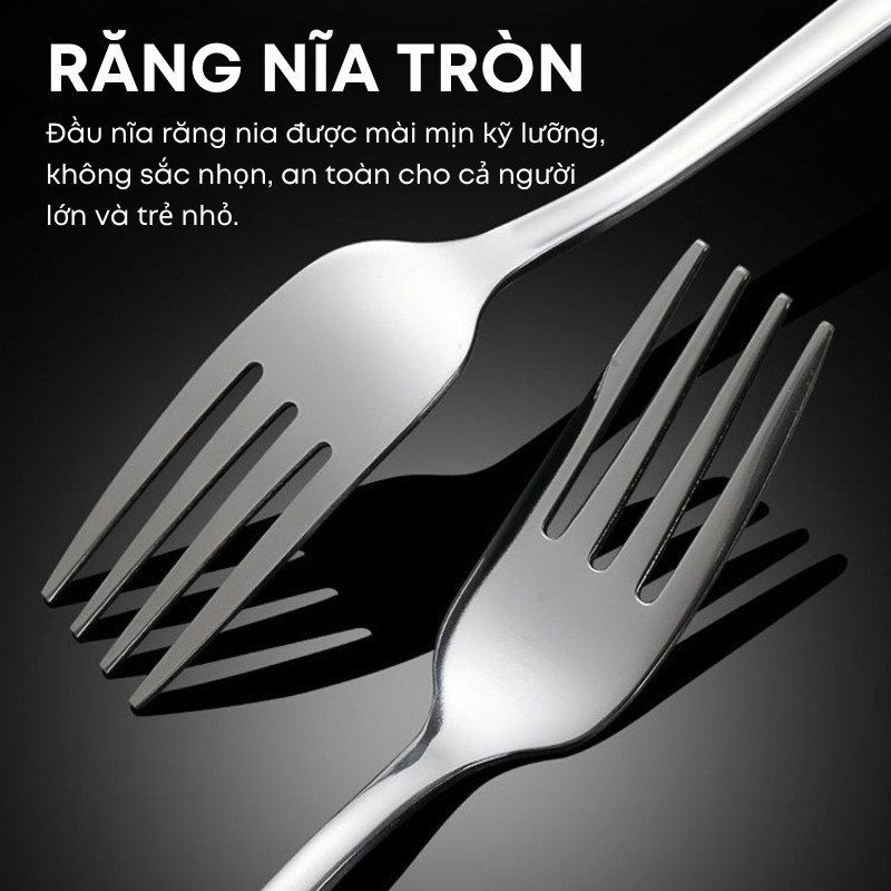 Bộ Thìa Nĩa Inox 410 Không Gỉ Phong Cách Hàn Quốc - Cán Dài, Tối Giản, Sang Trọng - Cho Gia Đình, Nhà Hàng | 302