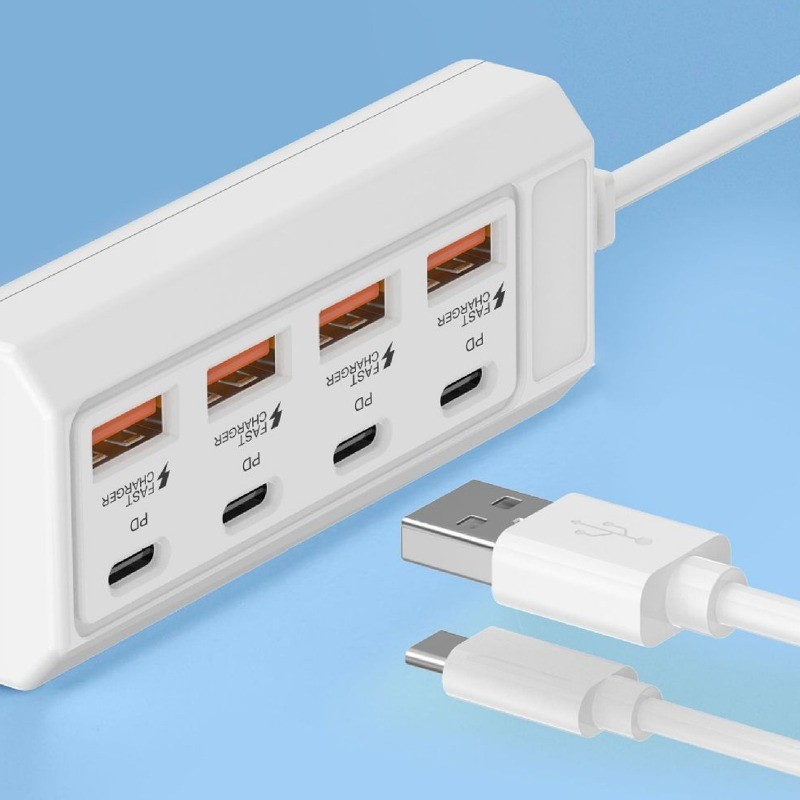 Ổ cắm sạc USB 8 trong 1 thiết thực - Dock sạc Type C chất lượng cao - Phụ kiện sạc PD 25W đa năng