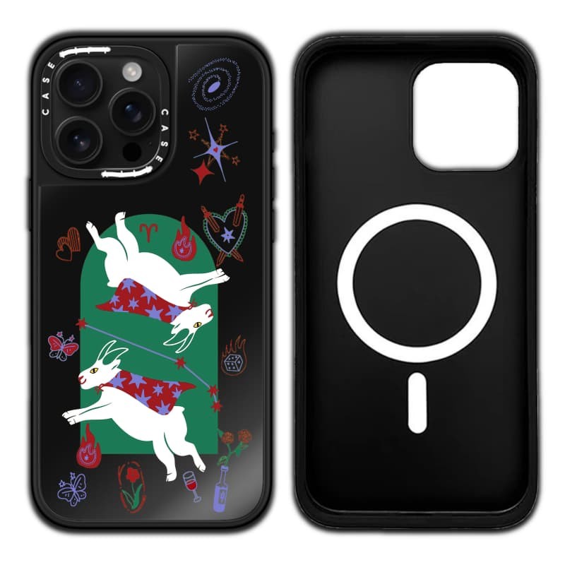 CASECASE X Bộ sưu tập Tử vi Bạch Dương Vỏ hút từ tính Vỏ IPhone Gương đen & bạc IPhone 16 15 14 13 12 Pro Max Plus Ốp lưng cứng có hộp khắc logo