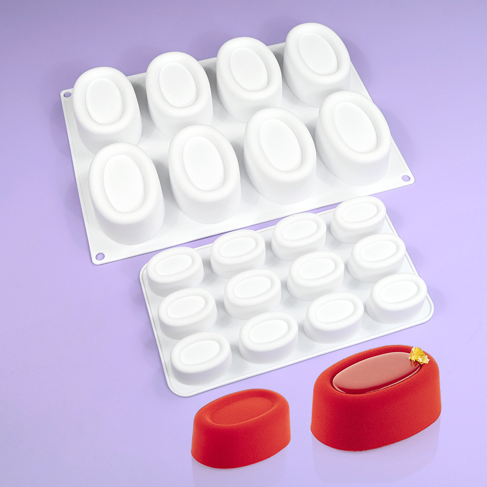 Hình Bầu Dục Hình Chữ Nhật Savarin Pudding Cup Khuôn Bánh Silicon DIY Tròn Tart Mousse Khuôn Bánh Ngọt Pháp Khuôn Nướng Bánh