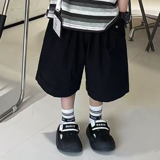 Bộ vest sọc mới cho bé trai mùa hè, áo thun không tay màu sắc + quần short cargo, bộ hai mảnh thường ngày cho trẻ em