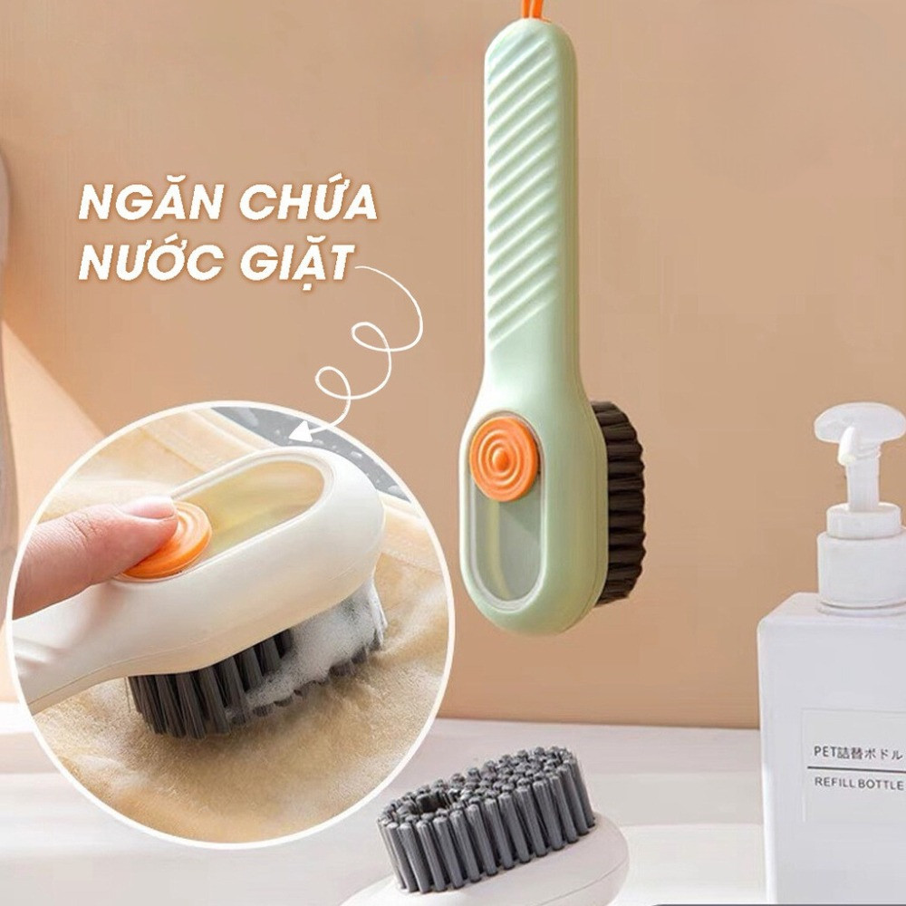 Bàn chải chà giày có ngăn chứa nước giặt, Bàn chải cọ rửa đa năng 3 trong 1 treo tường tiện lợi