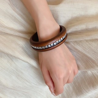 Vòng tay gỗ bánh sandwich vuông phong cách Trung Quốc, dây đeo cổ tay thời trang cá tính, trang sức cao cấp mới