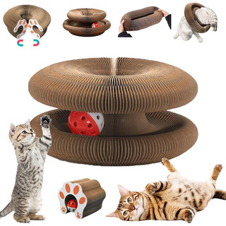 Đồ chơi cho mèo, Magic Organ Cat Scratching Board Toy, Tông Scratcher tương tác có chuông Ball, Đồ chơi cho mèo có thể gập lại bền bỉ Đồ chơi thú cưng