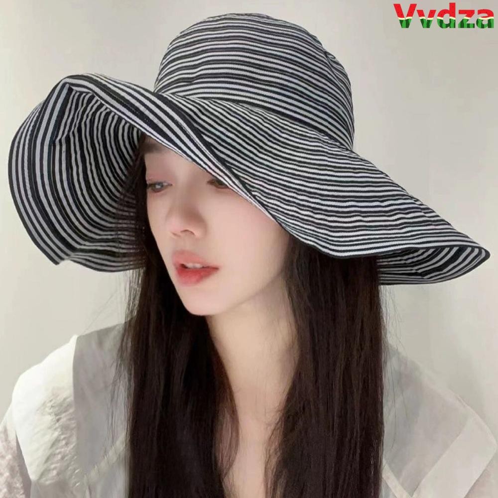 Mũ Xô VVDZA, Mũ Câu Cá Chống Tia UV Nơ, Quà Tặng Mũ Chống Nắng Sọc Thời Trang